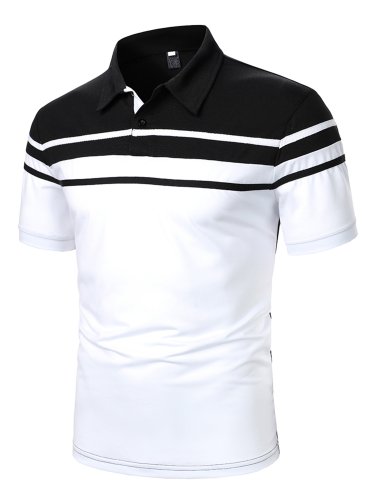 Men's Two Tone Contrast Stripe Polo Shirt