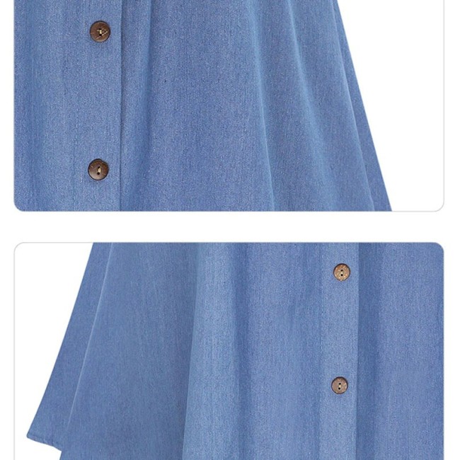 Spódnice dżinsowe w stylu preppy Kobiety Długa spódnica w jednolitym kolorze