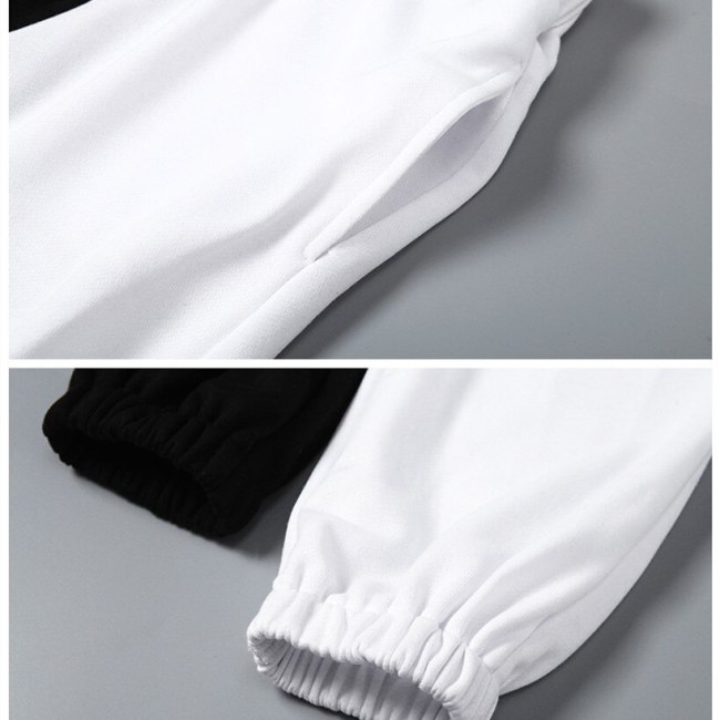 BOOFEENAA Black and White High Waist Baggy Pants Womens Bottoms 2020 Autumn Winter Sweatpants Korean Joggers Trousers C87-AD27