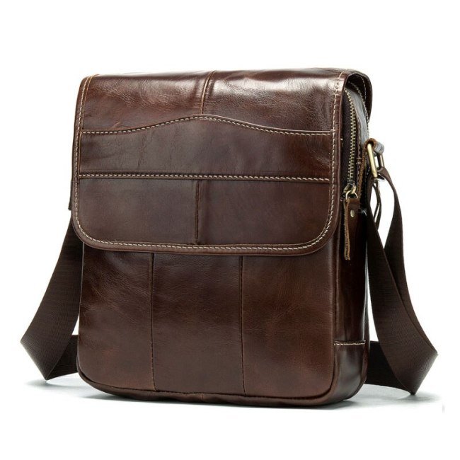 Large Capacity Men's Shoulder Bag Zipper Men's Crossbody Bags Genuine Leather Bags for men Handbag Casual Messenger Bags