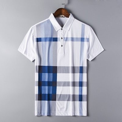 2021 New arrival brand clothing polo shirt man cotton short sleeve plaid breathable business casual homme camisa plus size XXXL