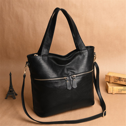 Double Zipper Soft Leather Luxury Hand bag