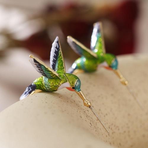 Cute Hummingbird Shaped Oil Drop Earrings