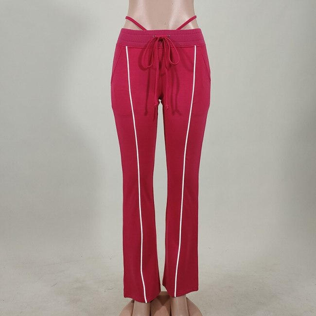 BOOFEENAA Reflective Stripe Letter Neon Fashion Sweatpants Womens Trousers Casual Flare Pants Streetwear Joggers C66-CI36