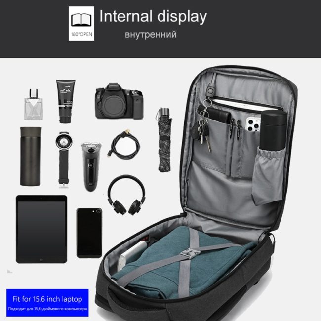 Men's Backpacks Fashion Multifunction USB Charging 14 15 inch Male Laptop Backpacks Anti-theft School Bag For Men