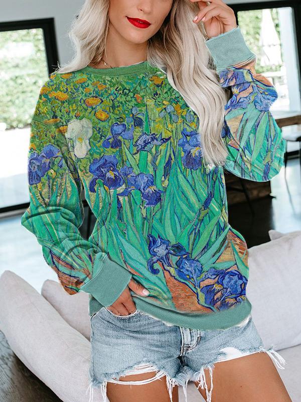 Ladies Van Gogh Irises print sweatshirt