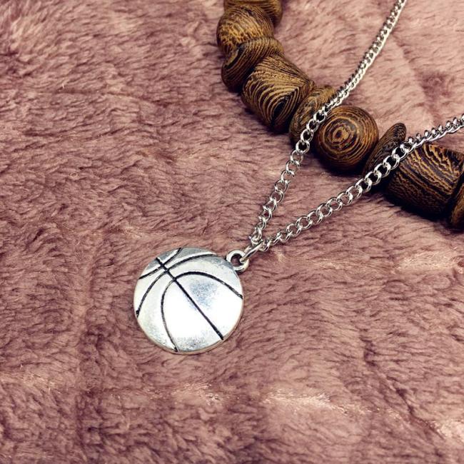 Sports basketball hoop couple necklace pendant