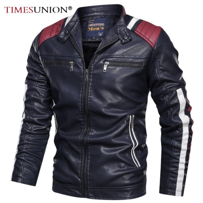 Men's Motorcycle Leather Jacket Winter Men's Fashion Casual Artificial Jacket Men's Plus Velvet Warm PU Leather Jacket 5XL 6XL