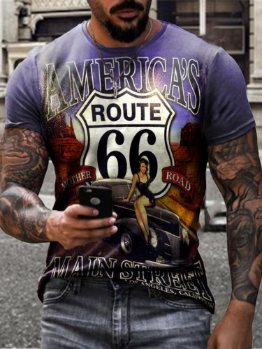 Retro 66 road print T-shirt