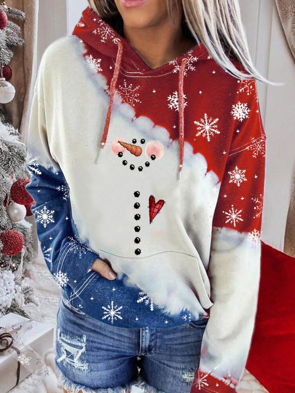 Women's Cute Christmas Snowman Love Print Sweatshirt