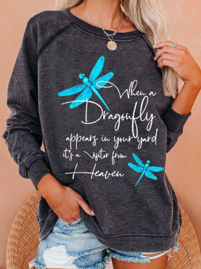 Women's Faith Dragonfly Print Sweatshirt