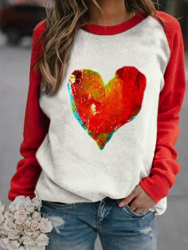 Women's Love Oil Painting Printed Sweatshirt