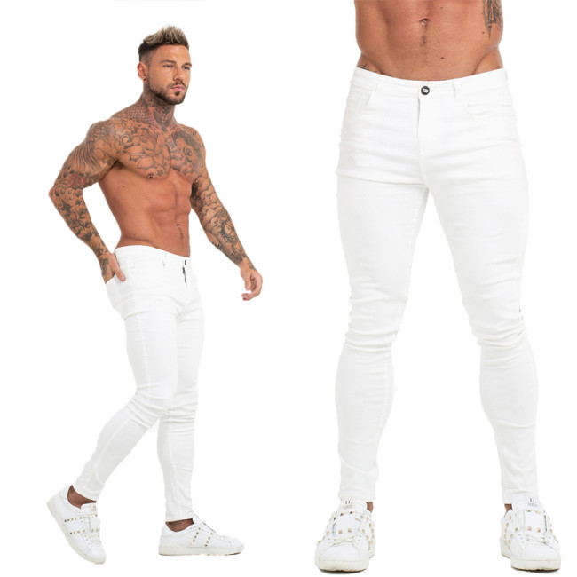 Men Elastic Waist Skinny Jeans Men 2020 Stretch Ripped Pants