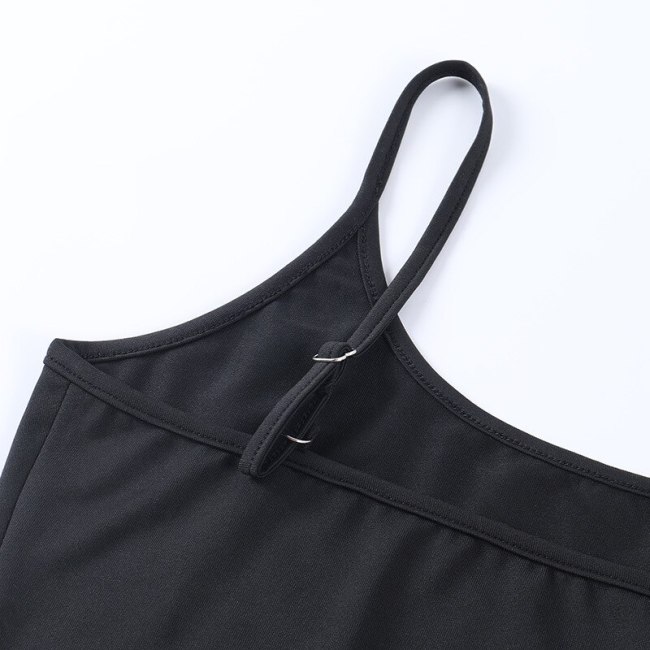 BOOFEENAA Sexy Solid Asymmetric Short Crop Top 2021 Summer Streetwear Women Basics Cami Black White Tank Tops C76-AF10