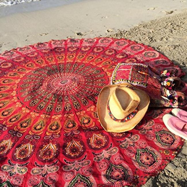 Women's Bohemian Round Print Beach Towel Sunscreen Shawl