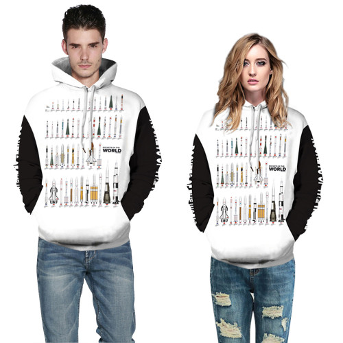 3D digital printing couple hooded sweater