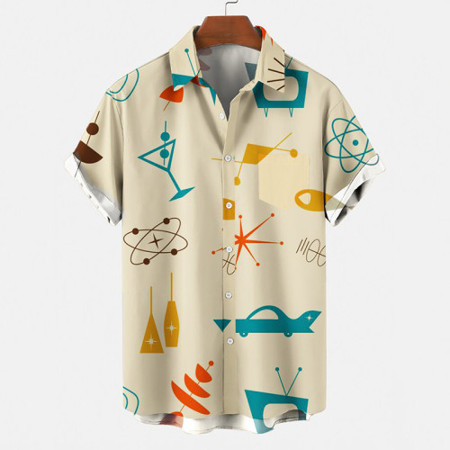Shibely Men's casual summer print shirt