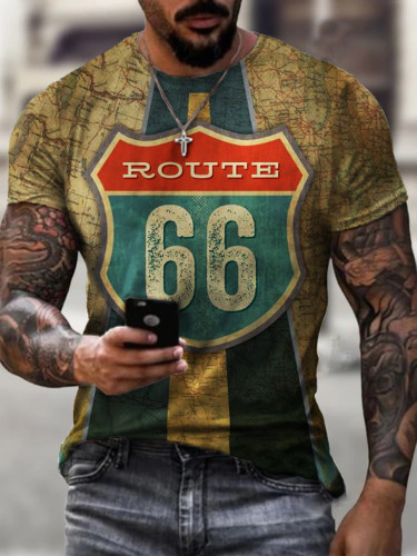 Mens Fashion Route 66 T-shirt