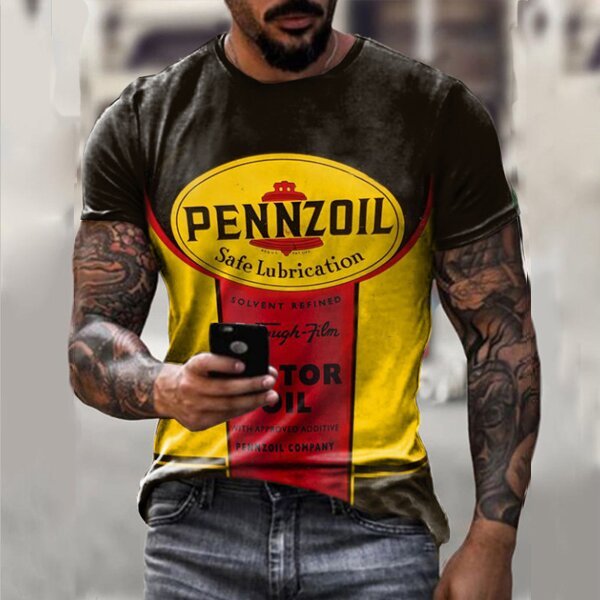 Mens Vintage Motor Pennzoil Oil Printed T-shirt