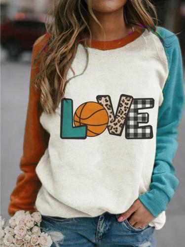 Ladies Love Basketball Print Sweatshirt