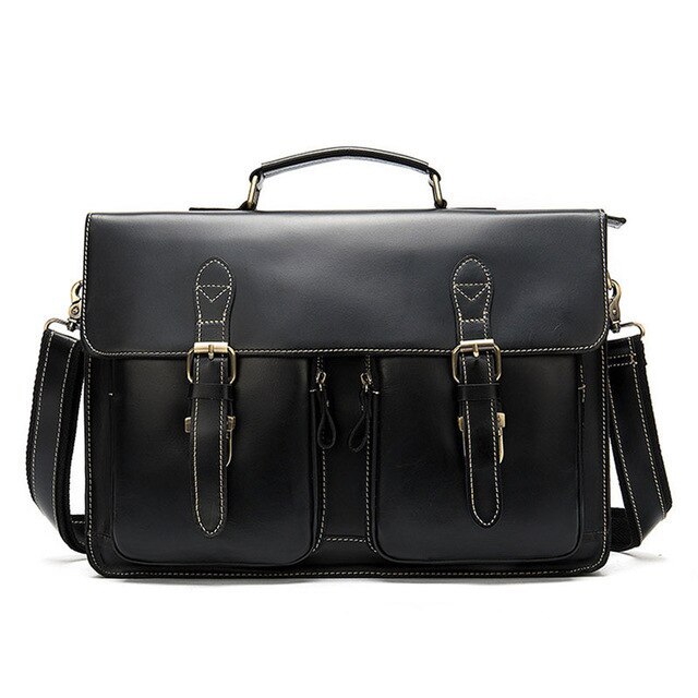 Men Vintage Genuine Leather Handbags Messenger Bag Leather Laptop Bag Men Multi-Functional Bags Men Briefcase Bag
