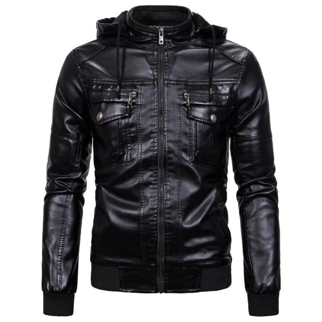 Leather Jacket Men Winter Warm Thick Europe Size S-3XL Punk Faux Leather Jackets Motorcycle Retro Jacket Outerwear Coats