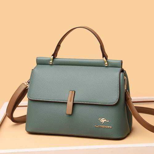 Women's Soft PU Leather Brand Handbag Lychee Pattern Solid Color Messenger Bag Luxury Designer Casual Handbag Lady Shoulder Bags