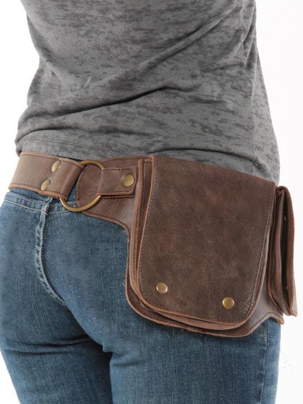 Women's Vintage Leather Adjustable Belt Multifunction Waist Bag