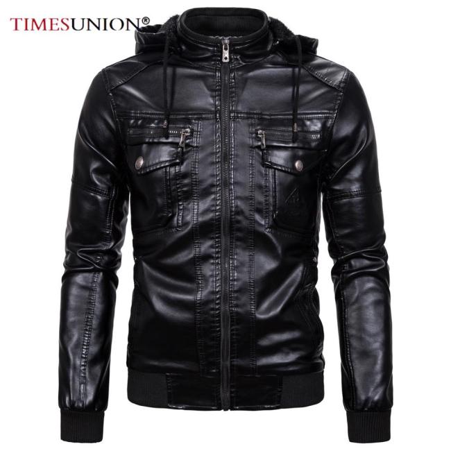 Leather Jacket Men Winter Warm Thick Europe Size S-3XL Punk Faux Leather Jackets Motorcycle Retro Jacket Outerwear Coats