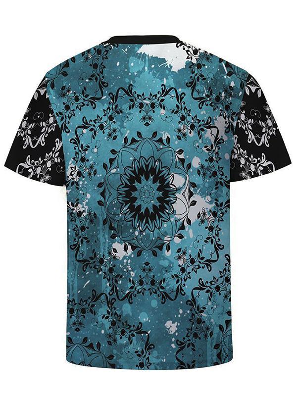 Men's ethnic elements 3D digital printing casual short-sleeved T-shirt