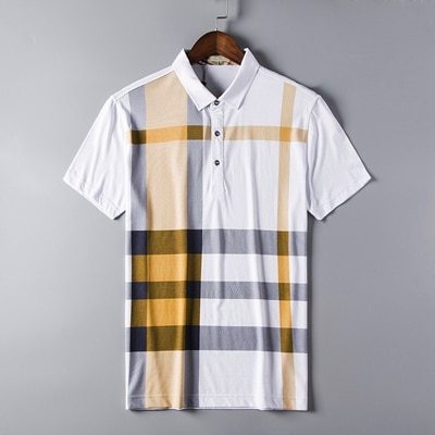 2021 New arrival brand clothing polo shirt man cotton short sleeve plaid breathable business casual homme camisa plus size XXXL