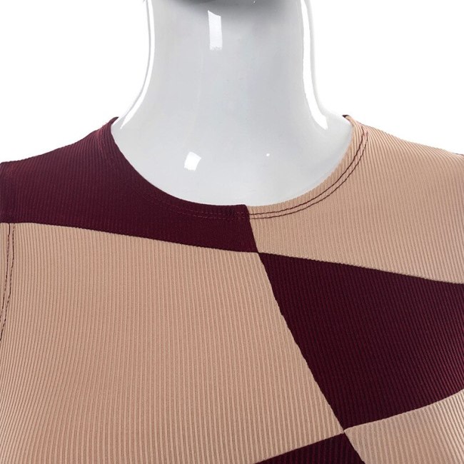 BOOFEENAA Indie Y2k Crop Top Women Brown Apricot Contrast Color Block Ribbed Knitted Tank Tops Sexy Summer 2021 C85-AG10