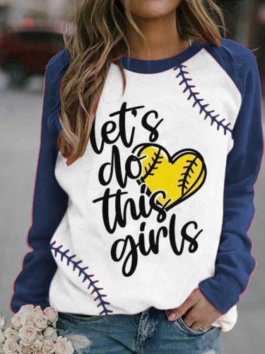 ladies let's do this girl love printed casual sweatshirt