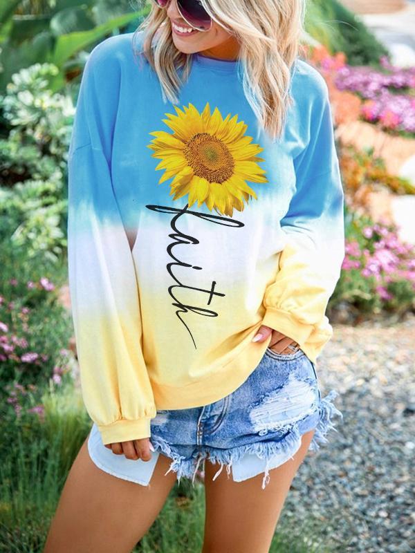 Women's Faith Sunflower Gradient Sweatshirt