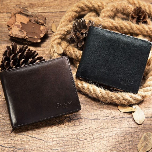 New Genuine Leather Wallet Men Leather Wallet Small Short Purse Card Holder Large Capacity Male Wallet Coin Pocket Wallets