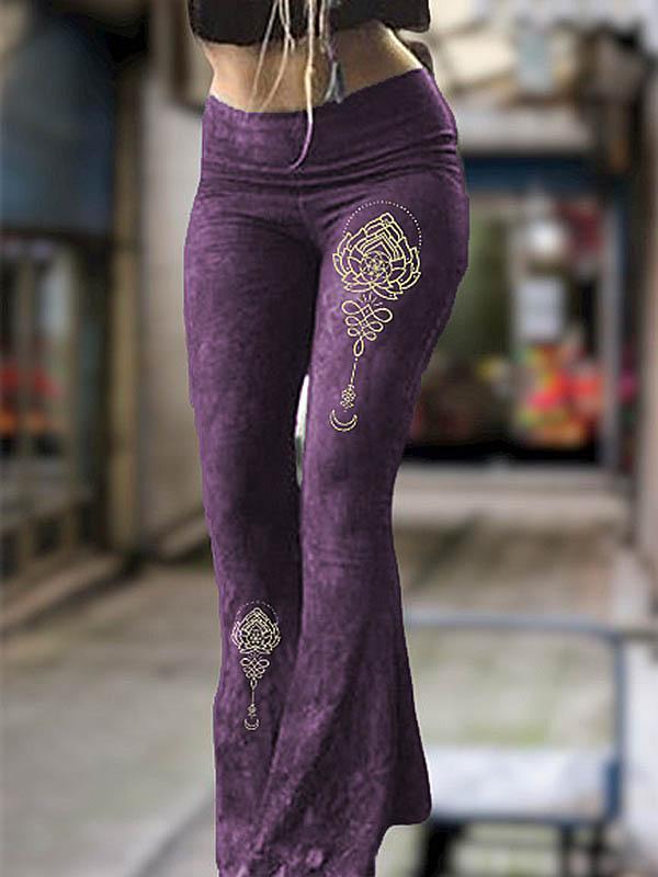 Women's Multicolor Geometric Pattern High Waist Casual Pants
