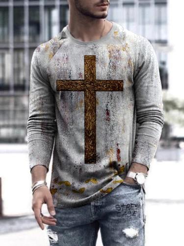 Men's Faith Cross Element Printed Casual T-shirt