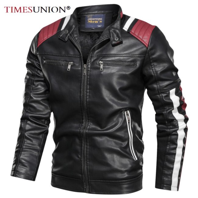 Men's Motorcycle Leather Jacket Winter Men's Fashion Casual Artificial Jacket Men's Plus Velvet Warm PU Leather Jacket 5XL 6XL