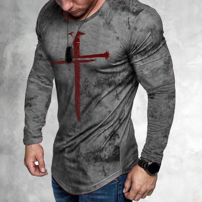 Fashion casual Christian print long sleeve T-shirt