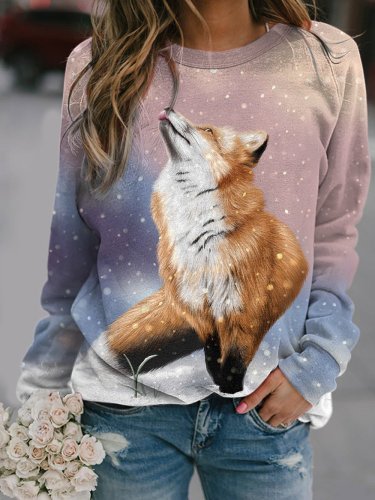 Women's Fox Printed Casual Sweatshirt