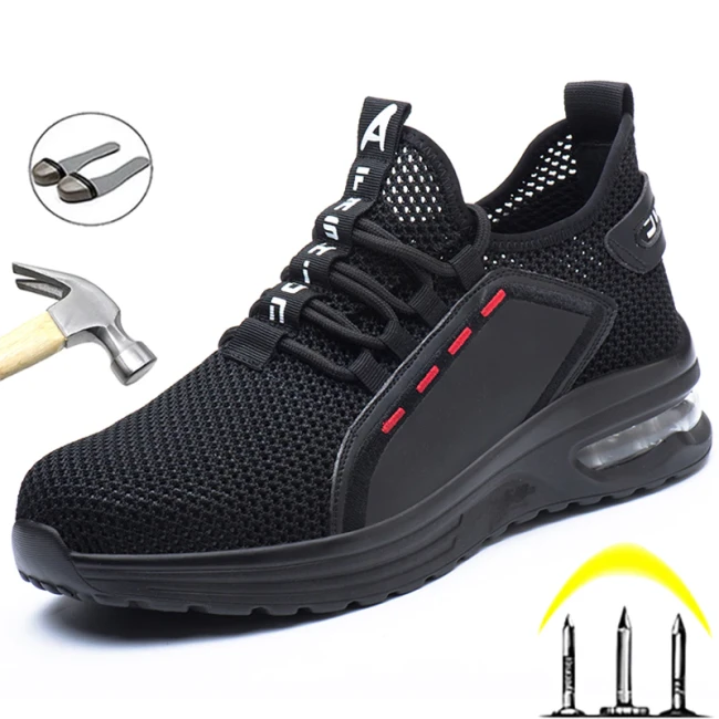 Breathable Men Work Safety Shoes Anti-smashing Steel Toe Cap Working Boots Construction Indestructible Work Sneakers Men Shoes