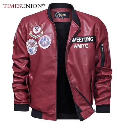 Mens Leather Jacket Autumn Winter 2020 Fashion Biker Motorcycle PU Jacket Male Embroidery Bomber Coat Outwear Brand Men Clothing