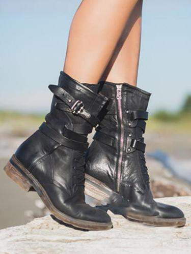Women's Retro Studded Leather Boots