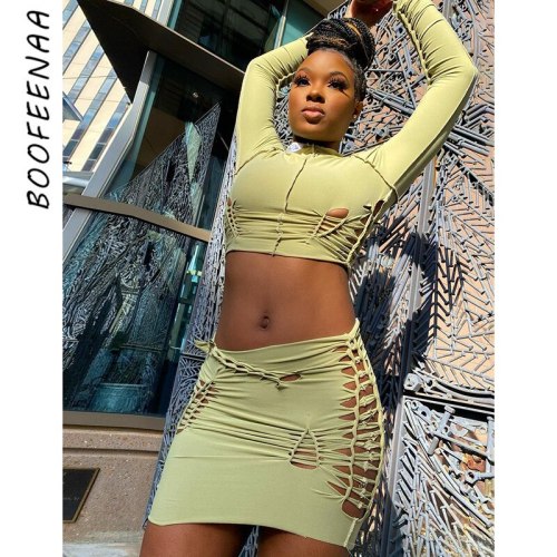 BOOFEENAA Sexy Asymmetric Hollow Out Solid Color Elastic Skirts Womens 2021 Street Fashion Low Rise Mini Skirt Clubwear C96-BH13