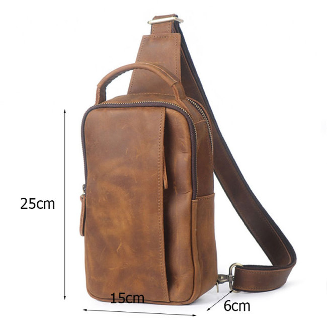 Vintage Genuine leather Crossbody Bag for Men Bags Shoulder Mini Messenger Bag Male Short Trip Chest Bag Waist Bag