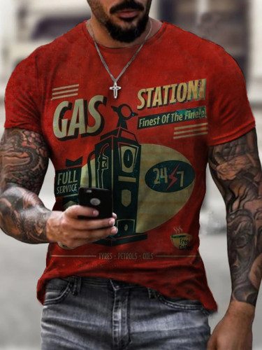 Retro gas station print T-shirt