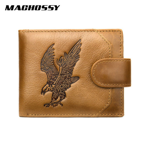 Classic Soft Genuine Leather Men Wallet Coin Purse Small Mini Card Holder Hasp Male Walet Coin Pocket eagle Purse For Male