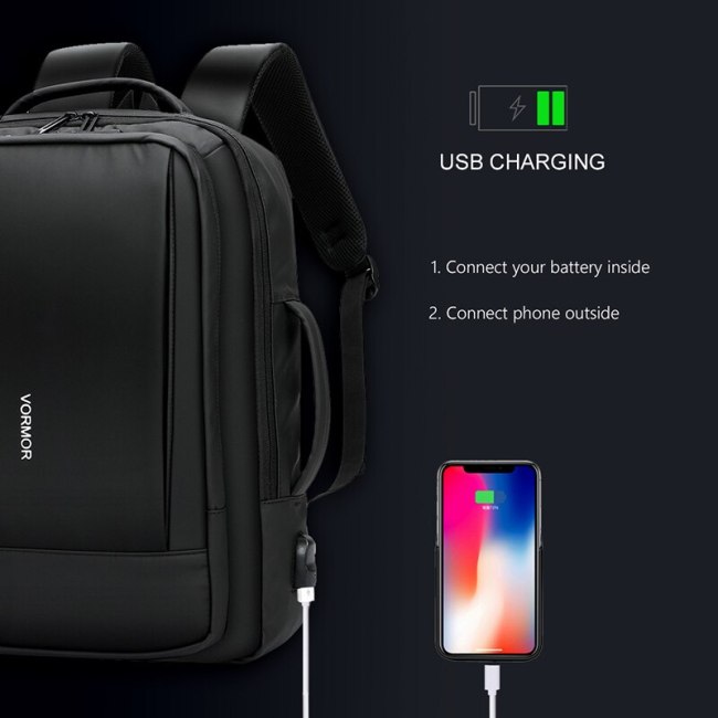 VORMOR 2020 New Fashion Men Backpack Waterproof 14 15.6 inch Laptop Backpacks Business USB Charging Male Travel Bag