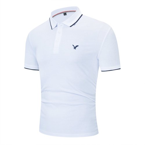 Men's Pure Color Exquisite Embroidered Casual POLO Shirt