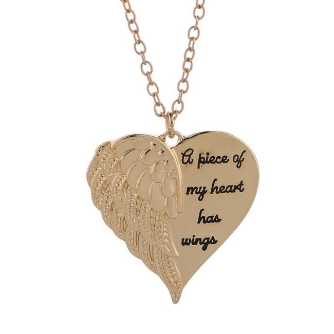 Lady Angel Wings Wings Love Necklace a Piece of My Heart has wings pendant